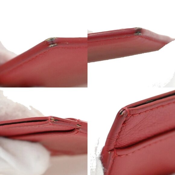 YVES SAINT LAURENT YSL Logo Card Case Wallet Leather Red Made in Italy 63KB290 - Picture 4 of 16